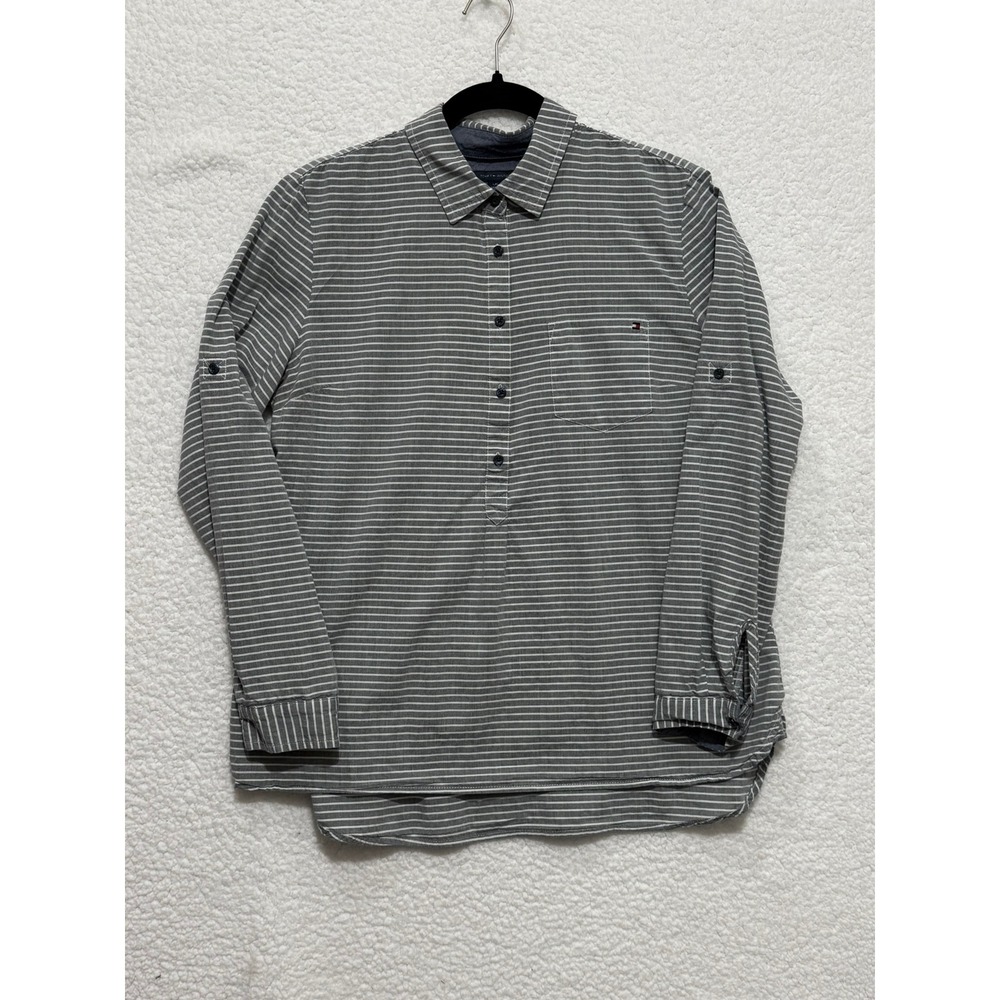 Tommy Hilfiger Striped Button Up Shirt Long Sleeve Pullover Pocket Women's Large